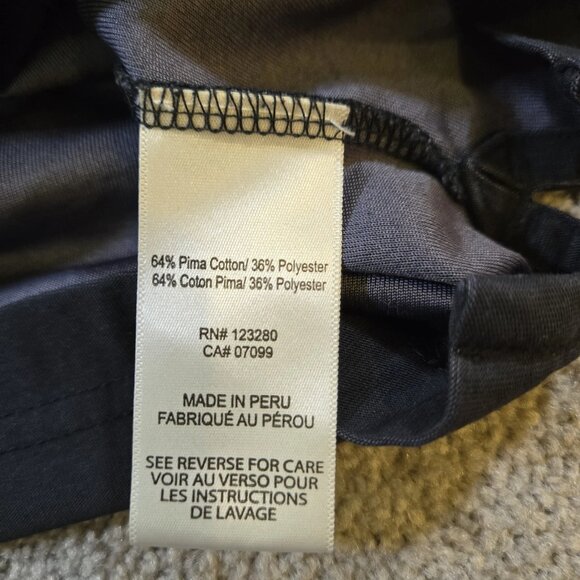 Travis Mathew Mens Polo Shirt Size L Black W Gray Stripe SS Button Front - Picture 9 of 10